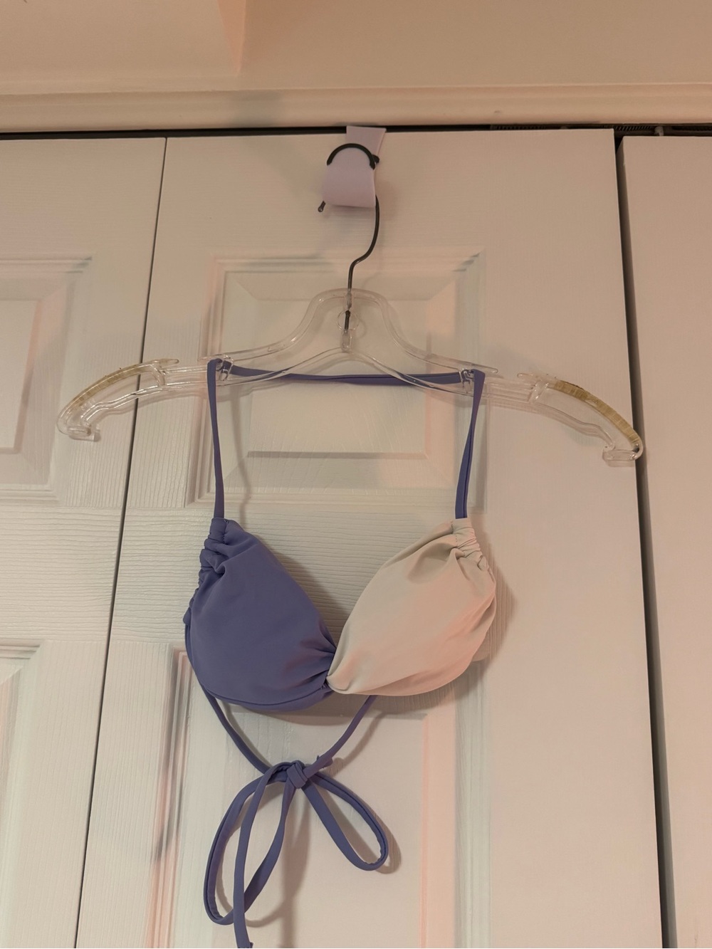 Two-Tone Blue and Cream Swimsuit